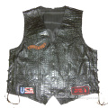 Patched Leather Vest with Embroidering Pad (DS251043)